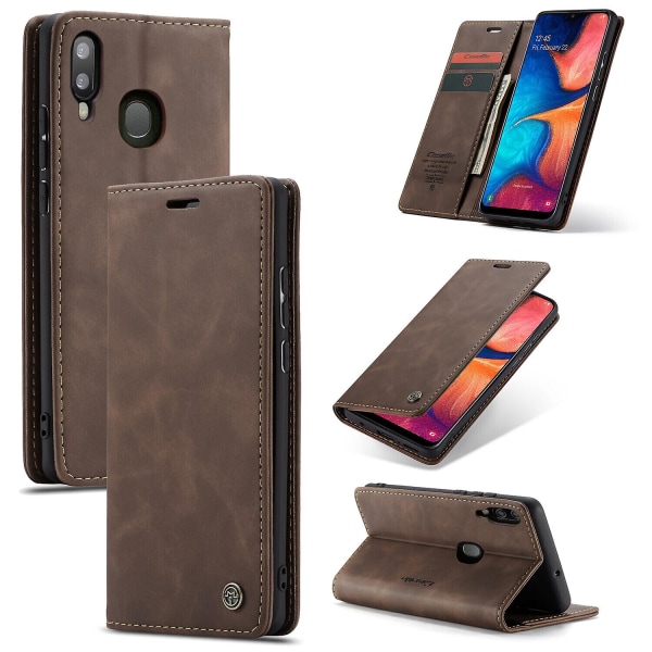 Kompatibel med Samsung Galaxy A30/a20/m01s Case Kortplats Flip Magnetisk Stativ Case För Samsung Galaxy A30/a20/m01s Premium Pu Leather Brown