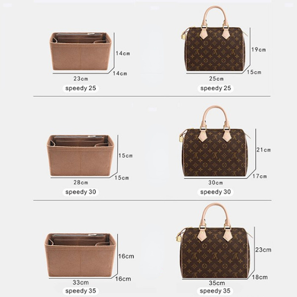 Väska Organizer Filtduk Insats 20 25 30 35 Makeup Handväska red B speedy30