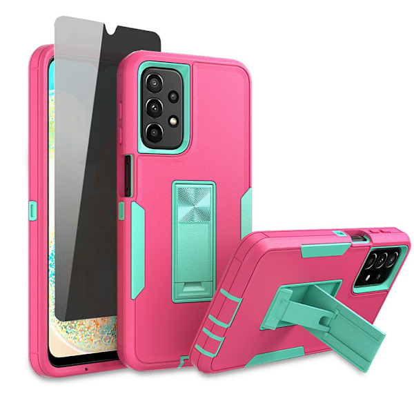TASHHAR Samsung Galaxy A23 5G- case med integritetsskärmskydd och magnetiskt bilfäste Kickstand Military Grade Double Layer Drop Protectio rosered&green