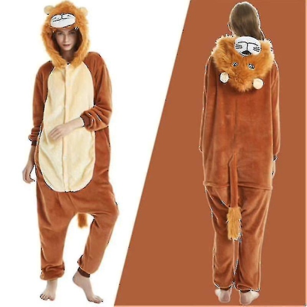 Unisex Vuxen Kigurumi djurkaraktärskostym Onesie Pyjamas Onepiece Lion S