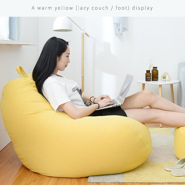 Ny extra stor sittsäcksstolar Soffa Cover inomhus Lazy Lounger För Vuxna Barn Sellwell Yellow 90 * 110cm