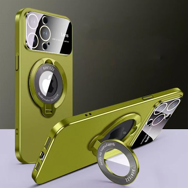 Case kompatibelt med Iphone 15 Pro Max/15 Pro, Matt PC Stort phone case med läckageetikett magnetiskt fäste Green For iPhone 15 Pro Max-15 Ultra
