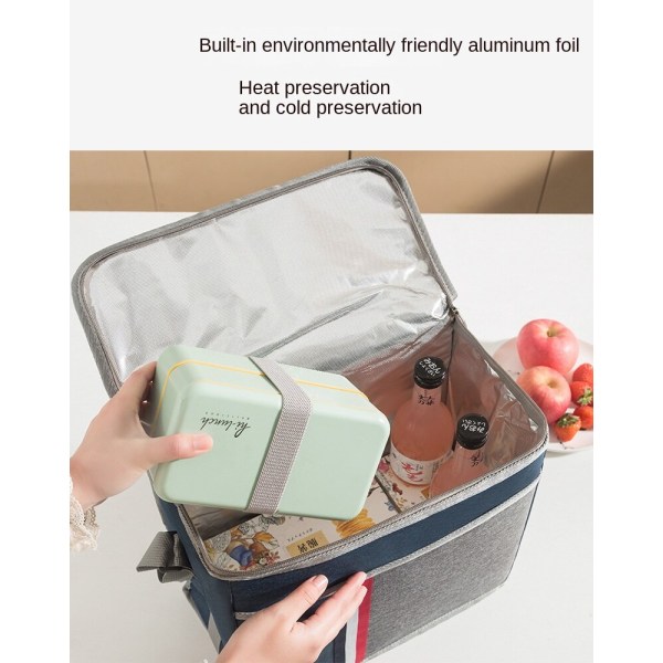 Lunchpaket, takeout, picknick, aluminiumfolie lunchlåda väska (Liten) Marinblå