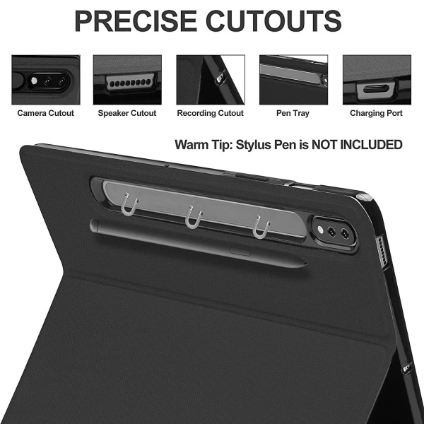 För Samsung Galaxy Tab S7 Fe / S7 Plus / S8+ Trådlöst Bluetooth case Anti-fall cover med pekplatta Black