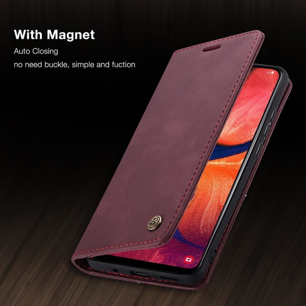 Kompatibel med Samsung Galaxy A30/a20/m01s Case Kortplats Flip Magnetisk Stativ Case För Samsung Galaxy A30/a20/m01s Premium Pu Leather Red