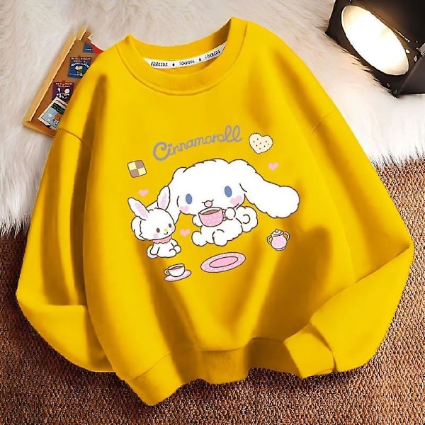 Nya härliga Sanrioed barnhuvtröjor Kawaii Anime Tecknad Cinnamoroll Pojkar Flickor Bomullströja Höst Barn Pullover Presenter 160(145-160cm) pink cinna