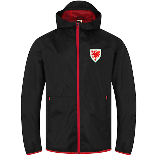 Wales Cymru Boys Jacka Dusch Vindjacka Barn FAW OFFICIELL Fotbollspresent Black 8-9 Years