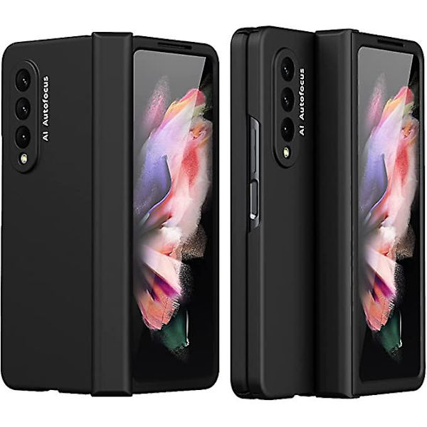 Galaxy Z Fold 3- case, gångjärn Heavy Duty Protection Hårt PC- cover med skärmskydd, Fullständigt skydd (svart) null none