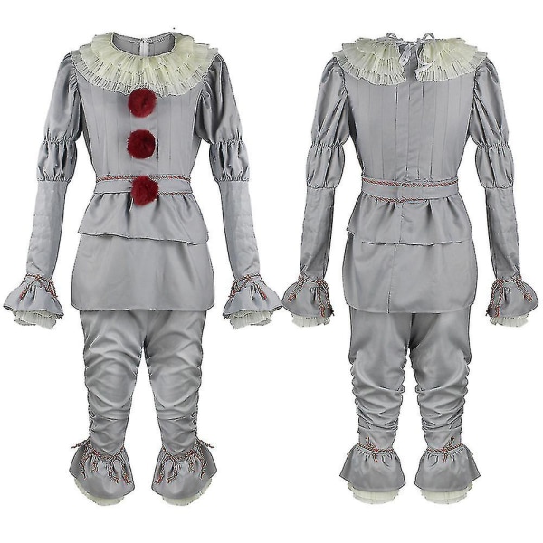 Vuxna barn Pennywise Cosplay Kostym Halloween Party Herr Clown Kostym Set.z Light Grey Without mask Adult XXL