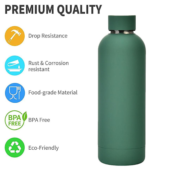 500 ml Smallmouth dubbellagers vakuumkolv, vattenkopp för utomhussport, vakuumkolv i rostfritt stål Moss green