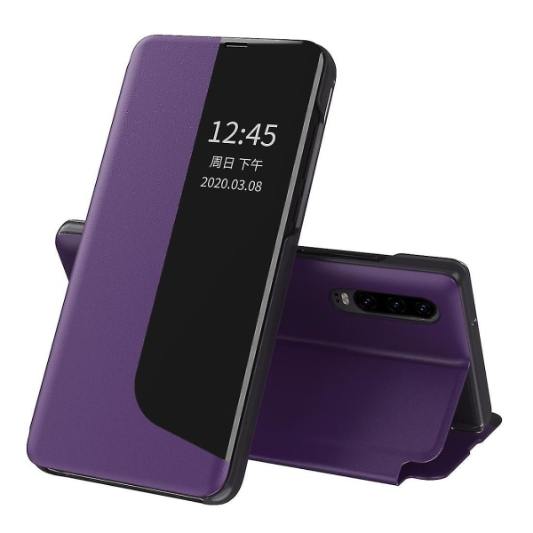 För Huawei P30 Side Display Flip Case Purple