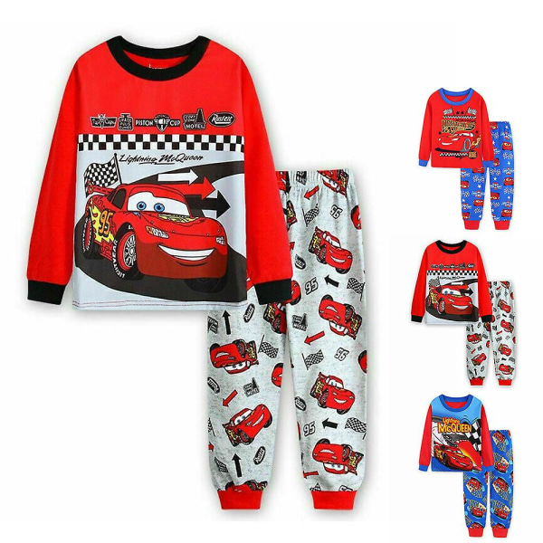 Lightning Mcqueen Kids Cartoon Pyjamas Set Long Sleepwear Pyjamas Pjs Nightwear For Boys C 5-6 Years