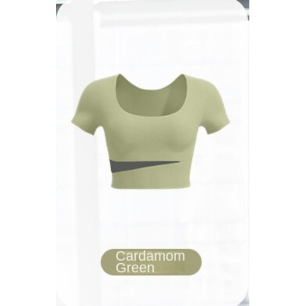 Hip Naken Hip Lift Yoga Tight Kontrast Kortärmad F5 Cardamom Green Short Sleeve XL