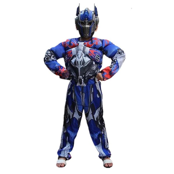 Barn Optimus Prime Costume Superhjälte Transformers Jumpsuit Suit Halloween Rollspel Muskeldräkt Pojkar Anime Mask Present M(7-9Y)