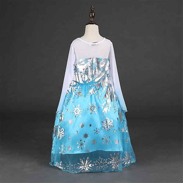 Barn Flickor Frozen Elsa Paljetter Satin Fancy Dress Gradient Sleeve Tyll Dress 5-6 Years