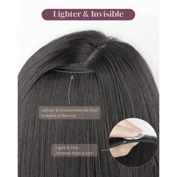 Clip In Hair Extensions, 6st 24" svarta hårförlängningar Långa sjöjungfruvågor Vågigt syntetiskt klämma på hårstycke för kvinnorsvart