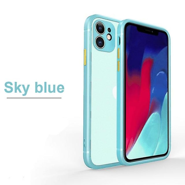 Matt Transparent Stötsäkert Iphone Case Med Silikon Bumper - Xs Max, Xr, Se & More Sky blue for 7plus 8plus