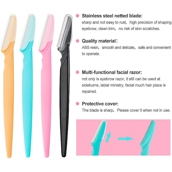 4 Pices De Rasoirs Sourcils,rasoir Sourcils De Scurit Pour Le Visage,coupe-sourcils,pilateur Portable Pour Le Visage Outil Pour Femmes Kit null none