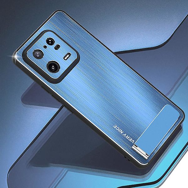 För Xiaomi 13 Pro 5g Borstad Phone case Med Kickstand Aluminiumlegering Baksida TPU cover Blue