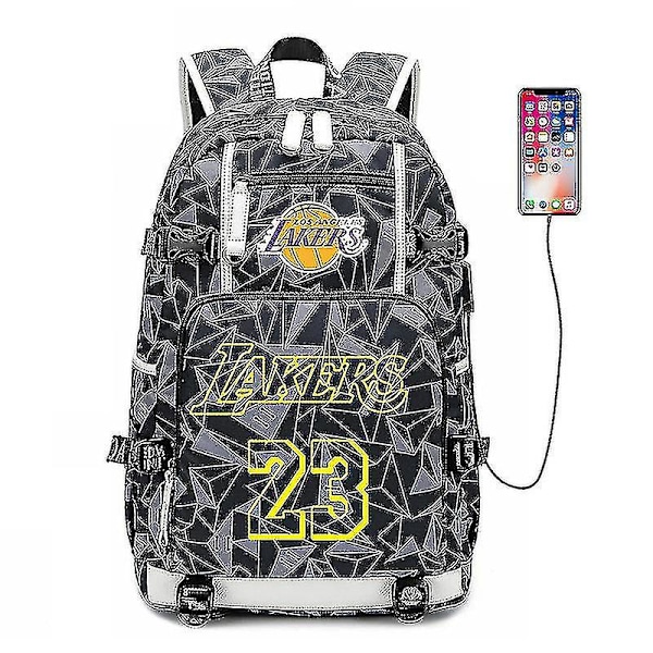 Nba Peripheral Series Star Multifunktionell USB ryggsäck Luminous Fluorescent Backpack_y Gray james