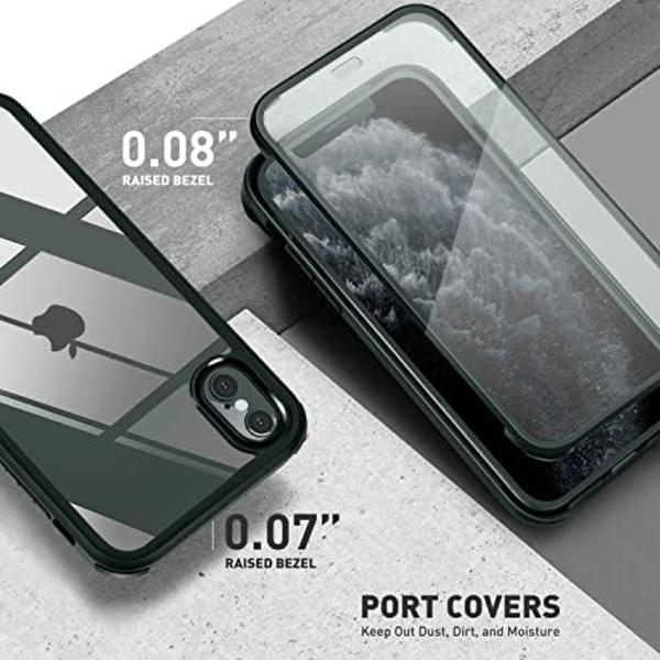 UBUNU iPhone Xs Max- case med skärmskydd [Inbyggt 9H hårt härdat glas], för Magsafe 360 ​​helkroppsskydd, genomskinligt skyddande iPh Green