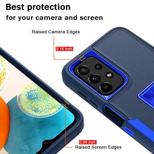 TASHHAR Samsung Galaxy A23 5G- case med integritetsskärmskydd och magnetiskt bilfäste Kickstand Military Grade Double Layer Drop Protectio darkblue&blue