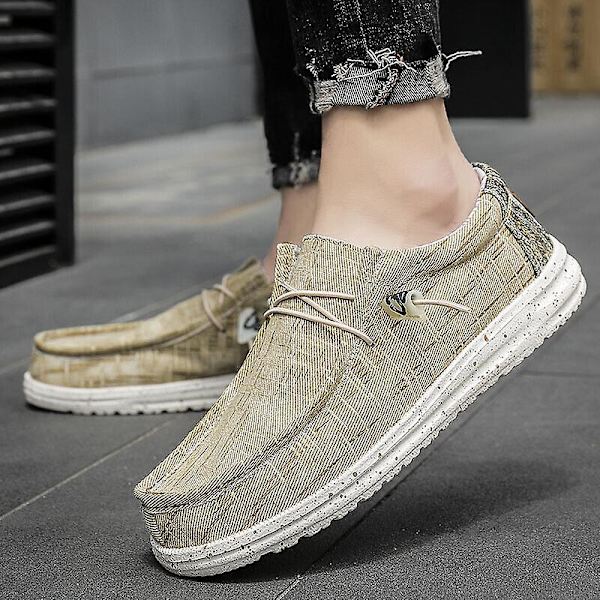 Wally Lättvikts Loafers för män som andas Casual Slip-on Sneakers Skor Khaki EU 47  US 12