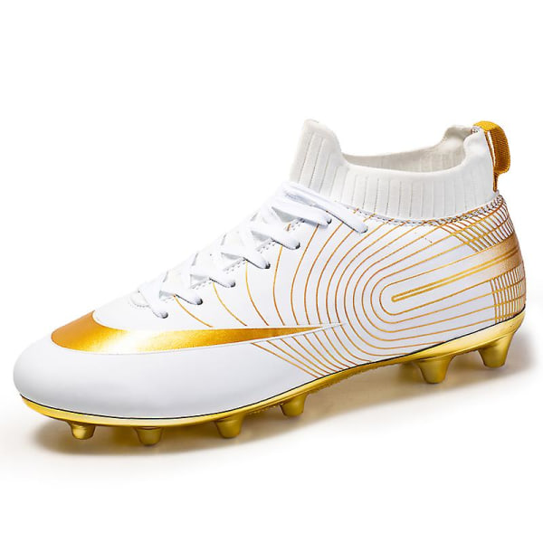 KIDENG Fotbollsskor för män Fotbollsskor med hög ankel för vuxna Grästräning Sport Skor Sneakers Yj32751G White 44