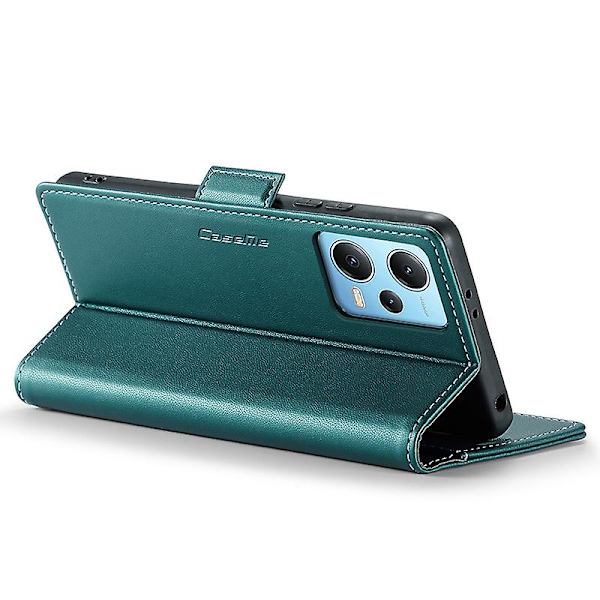 Caseme 023-serien för Xiaomi Redmi Note 12 5g (kina) / (indien) / (global) / Poco X5 5g Litchi Texture Rfid Blockerande case Läder Sta Green