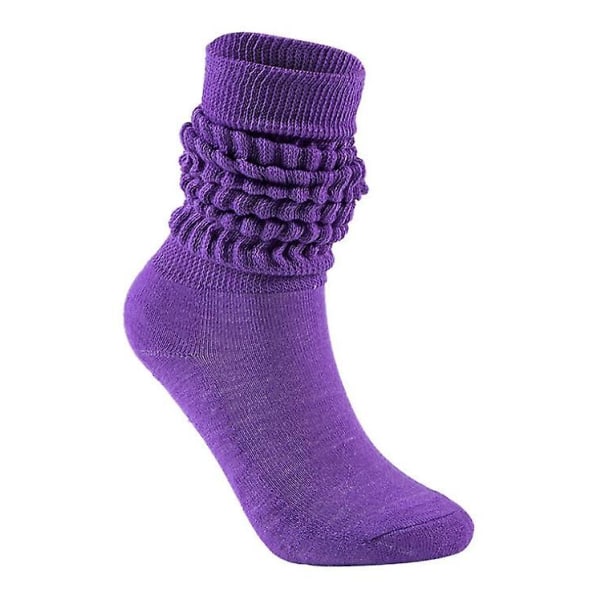 Scrunch strumpor för kvinnor Bomull Slouch Sock, Kvinna Knähög Boot Sock purple none