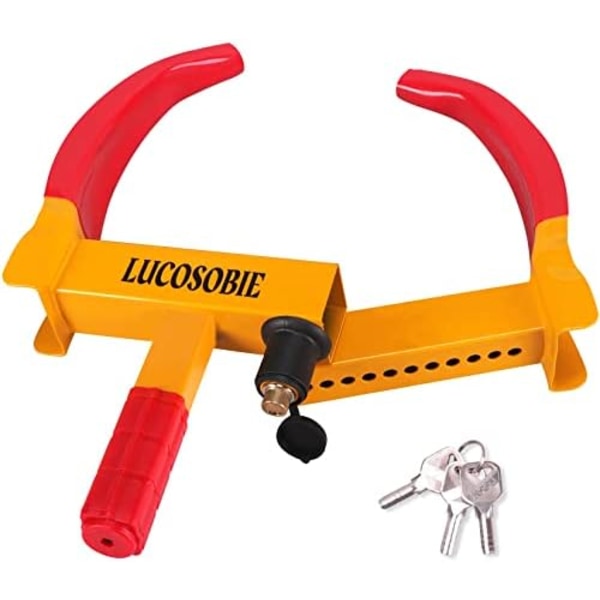 Lucosobie Trailer Wheel Lock - Specialdesignat Car Wheel Lock 8.6&#34;-15&#34; för stora däck - Bilsäkerhet 12-håls hjullås - Red-yellow-Max 15'' none