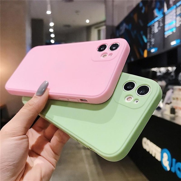 Phone case för olika Iphones - Enfärgat fyrkantigt cover Green For iPhone 12 Mini