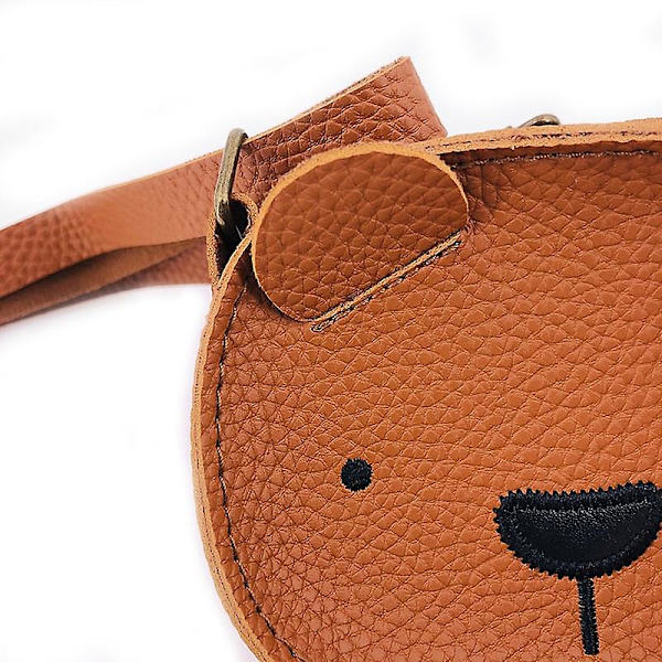 Björnryggsäck vinter barn flickor söt pojke mode cross body messenger mini läderväska pu läder axelväska barn Khaki m