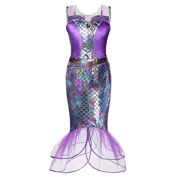 Disney Lilla Sjöjungfrun Ariel Prinsessklänning Barnklänning För Flickor Cosplay Barn Karneval Födelsedagsfestkläder Sjöjungfrudräkt V 9-10T(size 150) Mermaid5