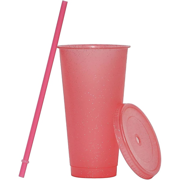 5-pack tumlare med sugrör och lock, vattenflaska iskaffe resemugg kopp, återanvändbara plastmuggar, perfekt för fester, födelsedagar, 24 oz null none