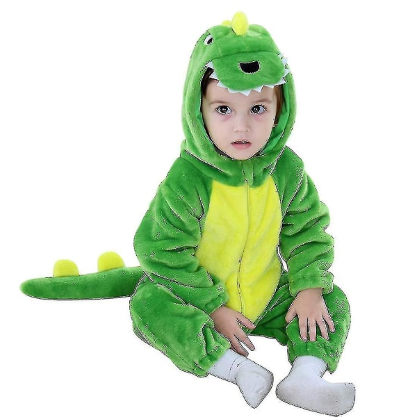 Småbarnsdinosauriedräkt Söt huvadräkt för barn Halloween 3 6 Months A Green