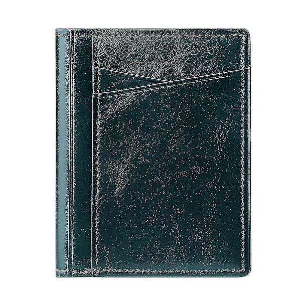 Män Kvinnor Smal Kreditkortsfodral Case Liten läderplånbok med ID-fönster, 8,5*10,5 cm green