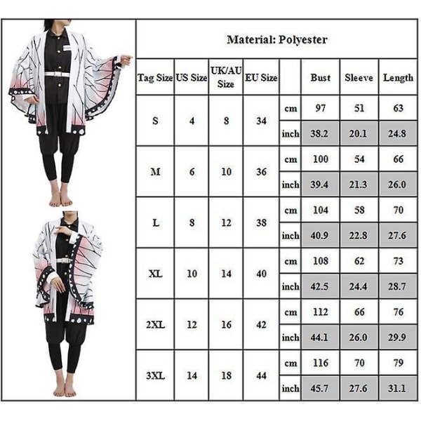 Kochou Shinobu Cosplay Demon Slayer Cosplay Set Shinobu Haori Kimono Kvinnor Set Presenter S