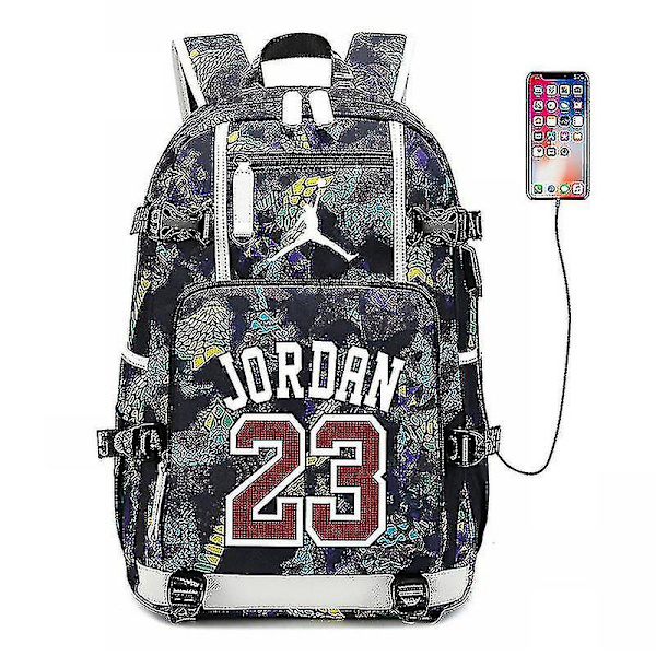 Nba Peripheral Series Star Multifunktionell USB ryggsäck Luminous Fluorescent Backpack_y Yellow Jordan