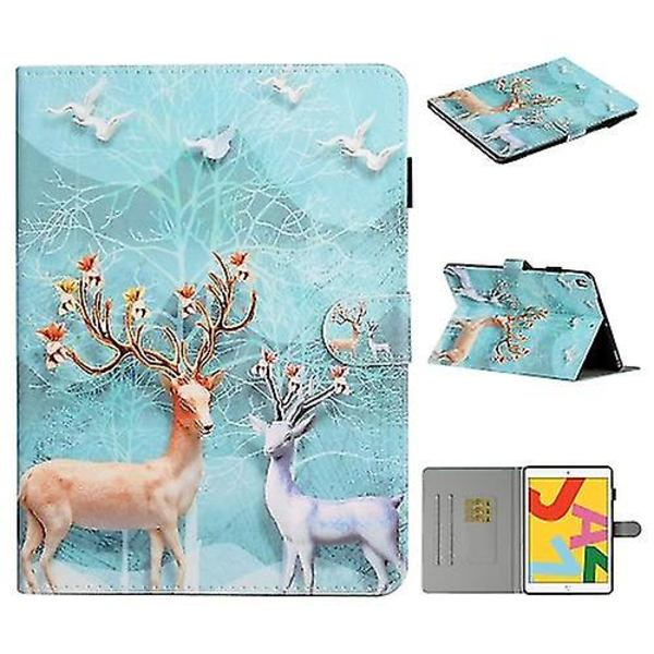För Ipad 9.7 2017/2018/air 2/air/ipad Pro 9.7 Färgat ritmönster Horisontellt Flip Pu Case Sika Deer