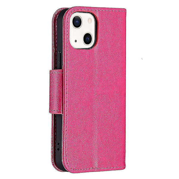 Imprint Butterfly Magnetisk stängning Läderställ Plånbok Case Fodral med rem för Iphone 13 Mini 5,4 tum - lila Rose