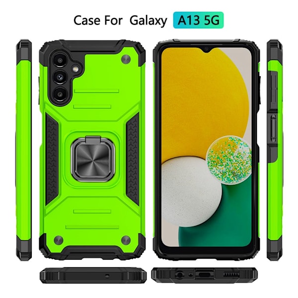 NIFFPD Galaxy A13 Case, Samsung A13 Case Ring Kickstand Hårt PC Mjukt TPU cover för Samsung Galaxy A13 5G Svart green