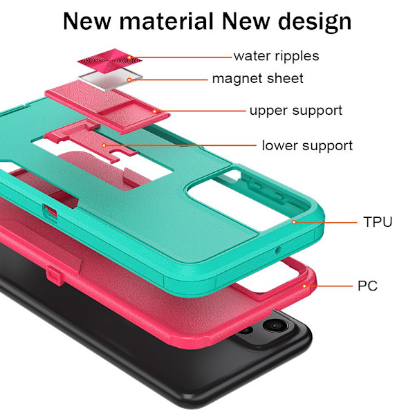 Xhy Samsung Galaxy A23 5G- case med skärmskydd och magnetiskt bilfäste Kickstand Militärklass helkropp dubbellagers fallskydd green&rosered