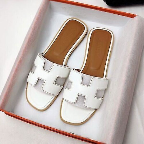 Dam sommarsandaler Strand Platta Damtofflor Utomhussandaler Skor white 41