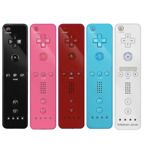 Wii Game Remote Controller Inbyggd Motion Plus Joystick Joypad för Nintendo Red 1 PC