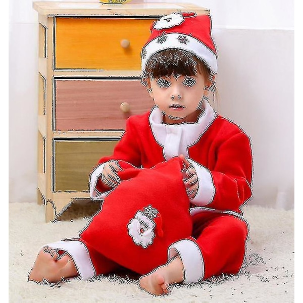 Juldräkt för barn tomteklänning för barn med tomteluva 110cm Girls