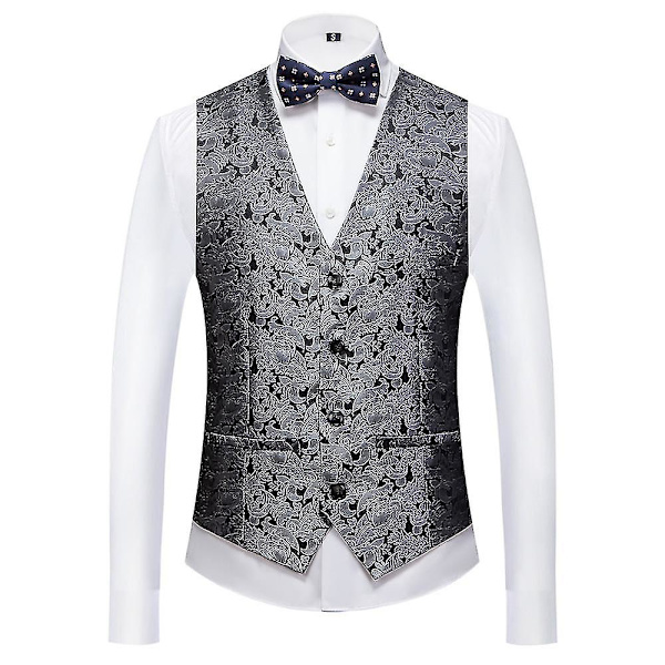 Schan Herr 3-delade kostymer Sjal Lapel Enknapps Smoking Blazer Västbyxor Set För Bröllop Sliver M