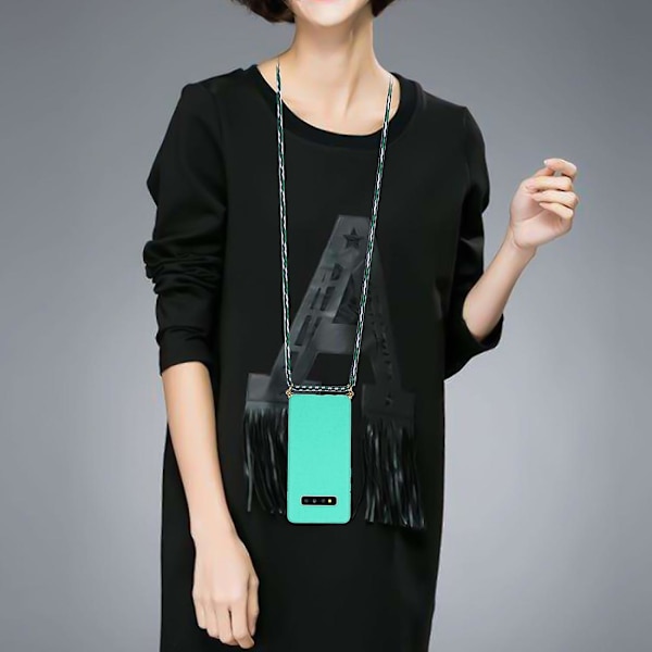 Wheat Straw Material + Tpu Case med snodd för Samsung Galaxy S10 Plus Green For Samsung Galaxy S10 Plus