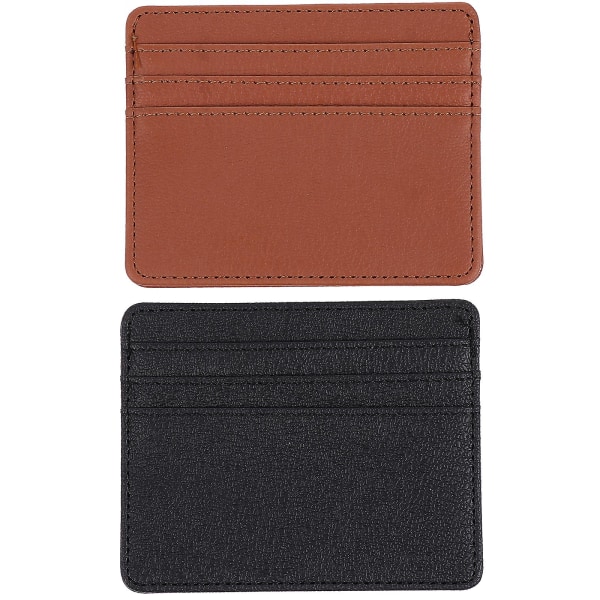 2 st Läderplånbok Case Hållare Plånbok Rfid-kort Hållare Läderkort Plånbok Kort Skyddsfodral Assorted Color 10X8cm