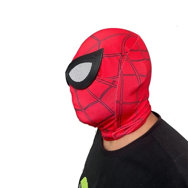 Spider-Man huvudbonad barn normal hjärta mask expedition Halloween mask miles stål nät röd TikTok samma stil Black Spider adult lens Zipper style